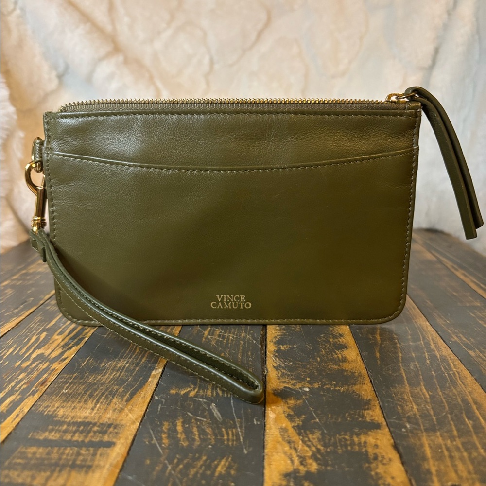 Vince Camuto Forest Green Leather Wristlet